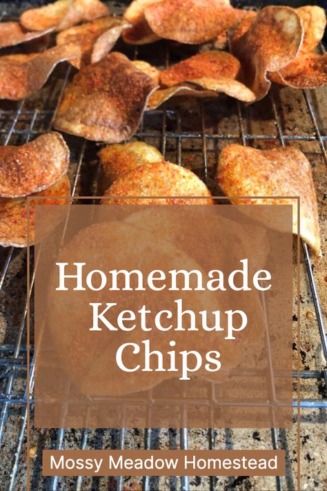 Experience the delight of crisp homemade ketchup chips, made with nourishing tallow. The perfect balance of salty, savoury, and slightly sweet, these chips are sure to be a hit with the whole family! Learn how to make them yourself and share the taste of the homestead with your loved ones. Ketchup Chips Recipe, Homemade Chip Recipes, Diy Ketchup, Homemade Chips Recipe, Ketchup Chips, Paleo Ketchup, Chip Seasoning, Watermelon Juice Recipe, Homemade Potato Chips