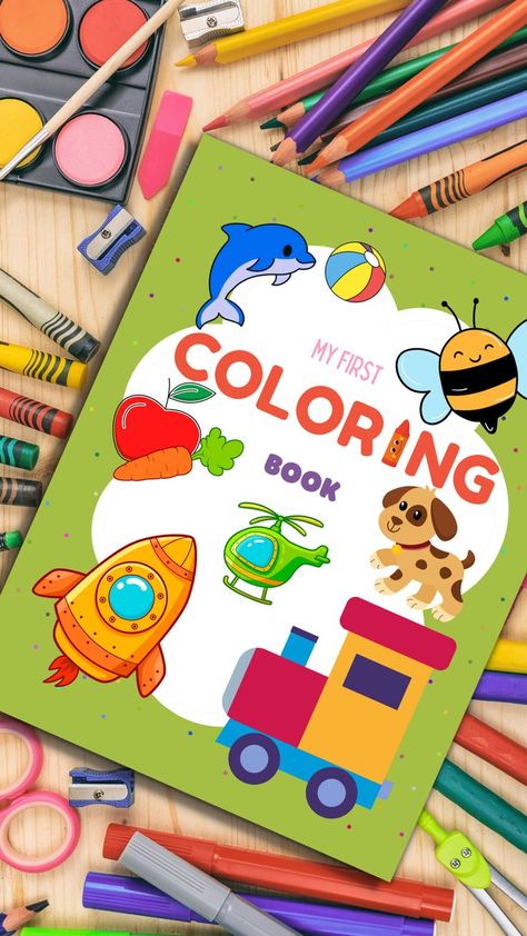 Coloring Books Cover, Coloring Books Kids, Drawing Book Cover, Colouring Book Cover, Color Book Pages, Coloring Book Design, Coloring Books For Kids, Coloring Book Cover Design, Kids Book Design