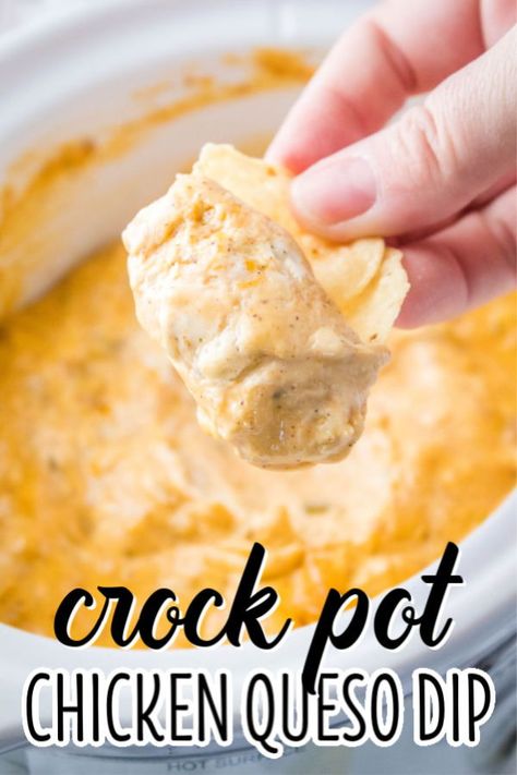 Mexican Dip In Crock Pot, Buffalo Chicken Queso Dip, Chicken Velveeta Dip, Chicken Dip With Cream Of Chicken Soup, Chicken And Cheese Dip, Cheesy Chicken Dip Crockpot, Crockpot Chicken Dips For Parties, Shredded Chicken Queso, Crock Pot Recipes For Parties