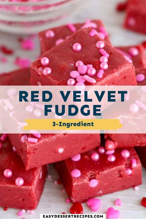 Red Velvet Fudge Easy, Red Velvet Fudge Recipe, Cake Mix Fudge Recipe, Cake Mix Fudge, Velvet Fudge, Red Velvet Fudge, Velvet Recipes, Velvet Desserts, Homemade Fudge Recipes