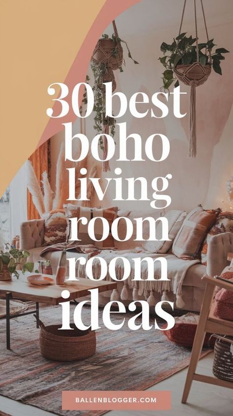 Explore 30 unique ways to infuse your living room with boho chic elegance. From vibrant textiles to earthy elements, get ready to be inspired! Bohemian Ideas Decoration, Bright Earthy Living Room, Boho Modern Living Room Inspiration, Boho Living Room Color Palette, Boho Rustic Living Room Ideas, Boho Decor Ideas For The Home, Living Room Designs Cozy Boho, Boho Aesthetic Living Room, Rustic Boho Living Room Decor