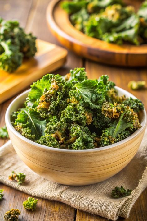 Easy Curly Kale Chips Recipe Roasted Chickpeas Snack, Vegan Protein Snacks, Kale Chips Recipe, Vegan Energy Balls, Curly Kale, Crispy Kale, Baked Kale, Kale Chip Recipes, Healthy Snack Alternatives