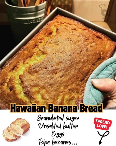 Banana Bread With Coconut, Hawaiian Banana Bread Recipe, Pineapple Banana Bread Recipe, Hawaiian Banana Bread, Banana Loaf, Facebook Recipes, Banana Bread Recipe, Bread Recipes Sweet, Crushed Pineapple