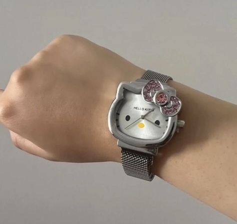 Hello Kitty Watch, Hello Kitty Rings Jewelry, Arms Switch, Hello Kitty Jewelry Watches, Cute Hello Kitty Silver Necklace, Kawaii Hello Kitty Silver Jewelry, Doll Cake Topper, Pretty Watches, Jewelry Accessories Ideas