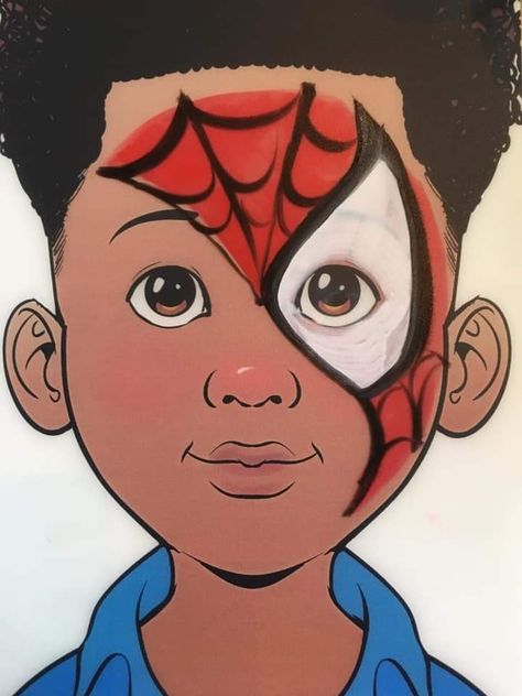 Simple Face Paint, Spider Man Face Paint, Superhero Face Painting, Easy Face Painting Designs, Easy Face Painting, Animal Face Paintings, Festival Face Paint, Face Painting For Boys, Kids Face Painting