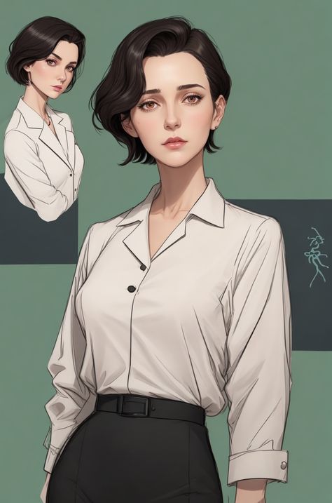 Business Woman Character Art, Suit Character Art, Female Detective Character Design, Female Detective Outfit, Detective Drawing, Woman Detective, Studio 54 Outfits, Female Detective, Alaska Fashion