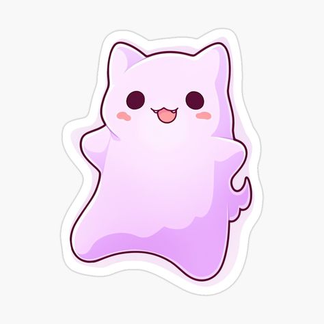 Cute Kawaii Purple Cat Ghost by CozyKawaiiArt | Redbubble Kawaii Art Purple, Purple Doodles, Cute Kawaii Art, Purple Stickers, Kawaii Purple, Kawaii Cats, Inspiration Journal, Cat Ghost, Writing Book