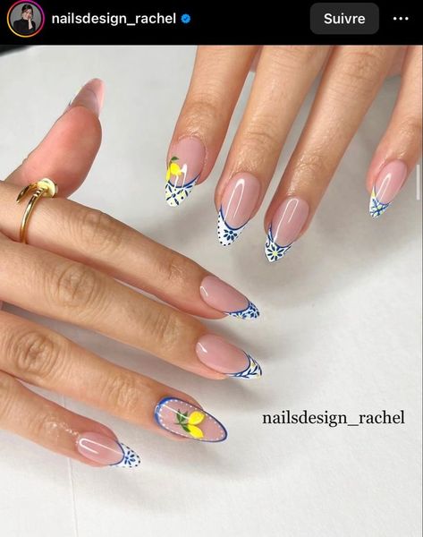 Amalfi Nails Design, Talavera French Nails, Almafi Coast Nails, Italy Nail Art, Mediterranean Tile Nails, Sicilian Nails, Amalfi Coast Nails, Italy Nails Design, Tile Nail Art