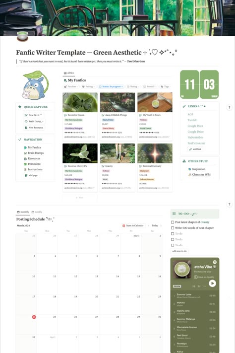 Green Aesthetic Notion, Notion Character, Writer Aesthetic, Fanfiction Writer, Aesthetic Notion, Aesthetic Templates, Character Template, Recipe Template, Small Business Planner