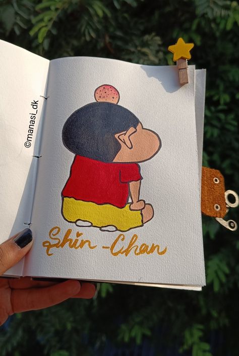 Shin Chan Painting, Shin Chan Drawing Cute, How To Draw Shinchan Easy, Pencil Color Drawing Easy Aesthetic, Dodal Art Easy, Sinchan Drawing Sketches, Shinchan Drawing Pencil, Shin Chan Drawing Easy, Shinchan Canvas Painting