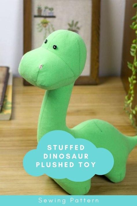 Stuffed Dinosaur Plushed Toy sewing pattern. This is a super cute and very popular pattern that is relatively simple to make as it includes only seven pieces, however, what you get is a cute dinosaur with a perfect figure. How To Sew A Dinosaur, Stuffed Dinosaur Pattern Free Sewing, Dinosaur Doll Pattern, Dino Sewing Pattern Free, Dinosaur Stuffed Animal Pattern Free, Stuffed Dinosaur Pattern Free, Dinosaur Sewing Pattern Free, Dinosaur Plush Pattern, Dinosaur Sewing Pattern