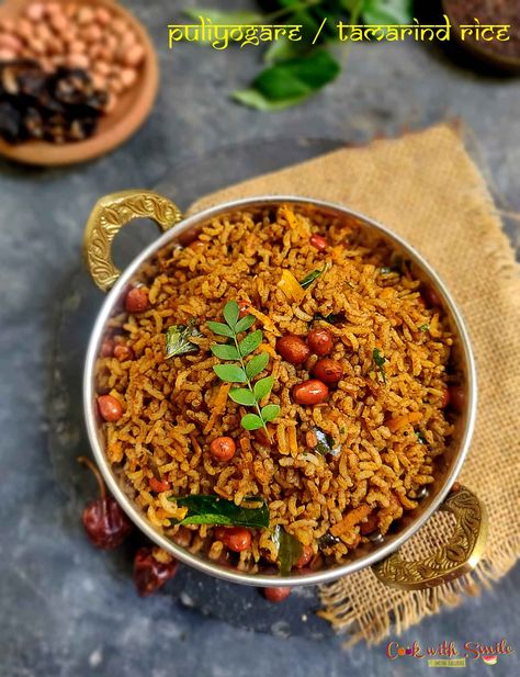 Pulihora Recipe, Tamarind Rice, Powder Recipe, Indian Breakfast, Garlic Recipes, Quick Lunches, Indian Food Recipes Vegetarian, Indian Dishes, Rice Recipes