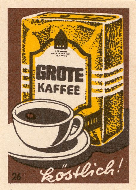 german matchbox label | Jane McDevitt | Flickr Drink Posters, Coffee Ads, Label Book, Coffee Posters, Kawaii Planet, Matchbox Design, Retro Architecture, Match Books, Matchbox Covers