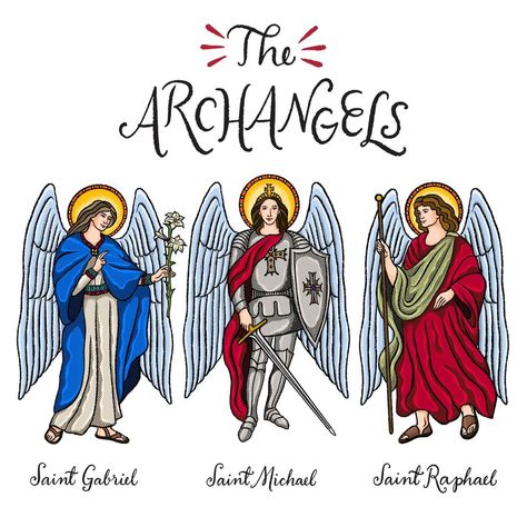 Archangels St. Michael, St. Gabriel and St. Raphael, ora pro nobis! . . . . . . #orapronobis #saints #catholicsaints #catholicfaith… St Michael Wallpaper, Saint Michael Wallpaper, Archangels Art, Feast Of The Archangels, St Raphael Archangel Prayer, St Michael Illustration, Saint Michael Angel, St Gabriel Archangel, Arch Angel Raphael