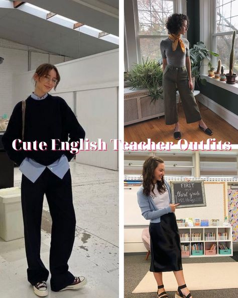 21 Cute English Teacher Outfits - ljanestyle School Slp Outfits, English Teacher Aesthetic Outfits, English Teacher Outfit, English Teacher Aesthetic, Teacher Dress Code, Yellow Skirt Outfits, Teacher Aesthetic, Club Attire, Teacher Wear