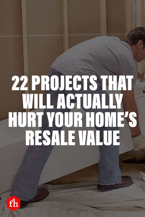 While some projects instantly increase resale value, others can cost you in the long run. Check out these projects that may hurt your home's resale value. #realestatetips #diyprojects Upgrades To Increase Home Value, Home Upgrades That Add Value, Free Home Improvement Ideas, Diy Projects To Increase Home Value, Increase Home Value, Garage To Living Space, Relaxing Backyard, Big Bedrooms, Family Handyman