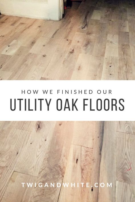 Utility Oak Flooring from Lumber Liquidators can be a beautiful and money saving flooring options if you are willing to put in a little extra work. See how we finished our floors. Lumber Liquidators Flooring, Weathered Oak Stain, Family Room Inspiration, All White Room, Lumber Liquidators, Front Doors With Windows, Extra Work, Oak Flooring, Solid Wood Flooring