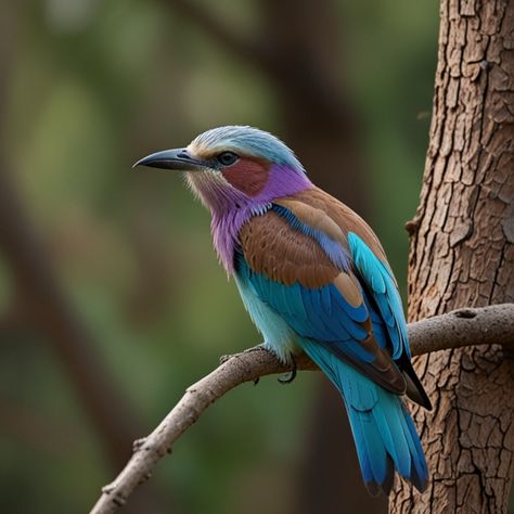 Perfect shot😍 Lilac-breasted Roller The Lilac-breasted Roller, found in sub-Saharan Africa, is a dazzling avian marvel. Its vibrant plumage showcases an array of colors, from azure to lilac, creating a kaleidoscopic spectacle. This roller's distinctive aerial acrobatics, marked by agile mid-air twists and turns, mesmerize observers. Nesting in natural tree hollows, they adorn their nests with an eclectic mix of materials, from grass to feathers. These birds are often spotted in savannas, woo... African Landscape, Lilac Breasted Roller, Birds Of Australia, Aerial Acrobatics, Natural Tree, Bird Photos, Photographer Photoshoot, Photography Challenge, Colorful Bird