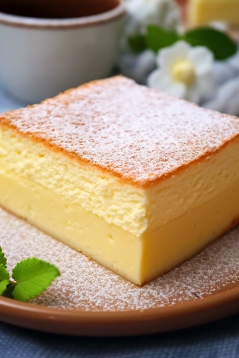 Vanilla Magic Custard Cake Custard Cheesecake Recipes, Lemon Custard Magic Cake, Vanilla Magic Custard Cake Recipe, Asian Cream Cake, Custard Pudding Cake, Recipes Using Custard Powder, Butter Milk Recipes Desserts, Home Made Vanilla Pudding, Easy Recipes With Condensed Milk