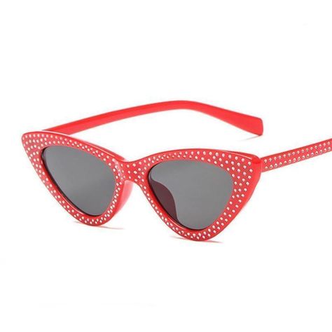 loomrack Retro Cat Eye Pointed Rhinestone Sunglasses Sunglasses Red Pointy Sunglasses, Red Cat Eye Sunglasses, Small Round Sunglasses, Kaleidoscope Glasses, Bling Sunglasses, Eye Prescription, Rhinestone Sunglasses, Red Glasses, Luxury Cat