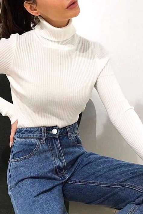 71a58e8cb75904f24cde464161c3e766desc45501614ri Chique Outfit, Turtleneck Outfit, Turtleneck Bodysuit, Cute Casual Outfits, Simple Outfits, Classy Outfits, Aesthetic Clothes, Fashion Inspo Outfits, Trendy Outfits