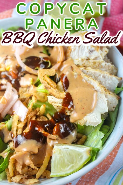 Panera Bbq Chicken Salad, Bbq Chicken Salad Recipe, Bbq Ranch Dressing, Panera Salad, Bean Corn Salsa, Chicken Black Bean, Olive Garden Minestrone Soup, Panera Recipes, Black Bean Corn Salsa