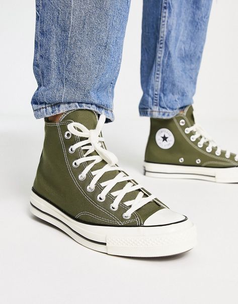 Converse Collection, Star Branding, Converse Shop, Green Converse, New Converse, Converse Chuck 70, Khaki Fashion, Chuck 70, Unisex Shoes