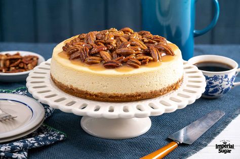 Pecan Pie Cheesecake, Pecan Cheesecake, Cobbler Topping, Homemade Cheesecake, Birthday Desserts, New York Cheesecake, Processed Sugar, Peach Cobbler, Pecan Pie