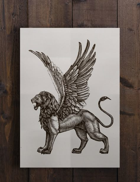 Venetian lion on Behance Italian Lion Tattoo, Persian Lion Tattoo, Winged Lion Drawing, Flying Lion Tattoo, Greek Lion Tattoo, Lion With Wings Tattoo, Venetian Tattoo, Winged Lion Tattoo, Manticore Tattoo