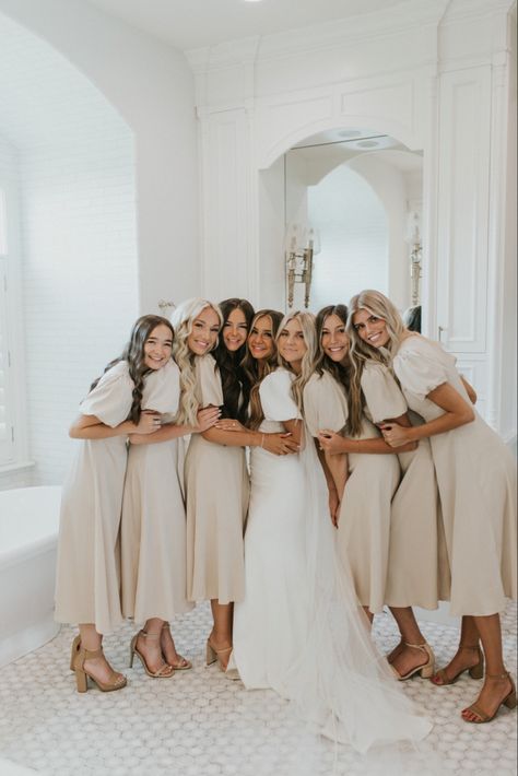 Bridesmaids Beige Dresses, White And Cream Bridesmaid Dresses, Tan Pink Bridesmaid Dresses, Tan Color Bridesmaid Dresses, Beige Boho Bridesmaid Dress, Bridesmaids Tan Dresses, Bridesmaid Dresses You Can Wear Again, Bridesmaid Dress Beige, Bridesmaid Dresses Khaki