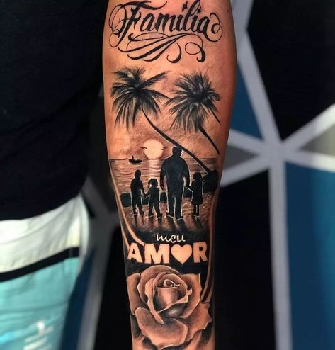 Patience Tattoo, Family Tattoos For Men, Father Tattoos, Wolf Tattoo Sleeve, Family Tattoo Designs, Finger Tattoo Designs, Forearm Sleeve Tattoos, Beach Tattoo, Bff Tattoos