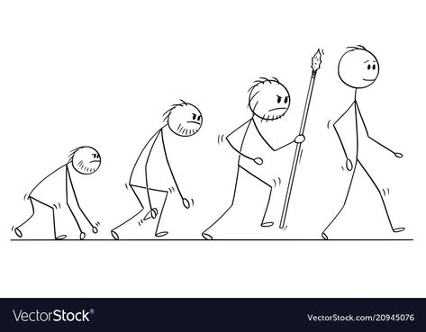 Evolution Of Man Drawing, Human Evolution Drawing, Human Evolution Illustration, Human Evolution Art, Human Doodle, Evolution Illustration, Evolution Drawing, Stick Man Drawing, Stick Men Drawings