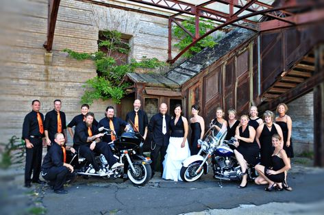 Our Harley-Davidson Wedding- Part 1 | Harleys and Heels Motorcycle Themed Wedding, Harley Davidson Wedding Ideas, Motorcycle Wedding Ideas, Biker Wedding Theme, Motorbike Wedding, Motorcycle Wedding Pictures, Motorcycle Poses, Harley Wedding, Harley Davidson Wedding