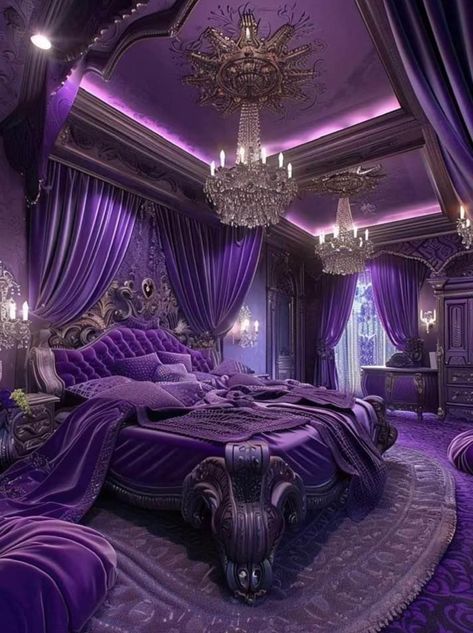 Romantic Purple Bedroom, Lilac Bedroom, Purple Bedroom Decor, Castle House Design, Purple Furniture, Purple Room Decor, Royal Room, Royal Bedroom, Bedroom Purple