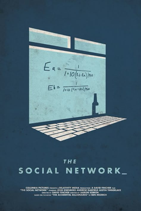 SOCIAL NETWORK - Creative Design of Movie Fan Art . I think this one can represent "A Beautiful Mind" too. :) Social Network Movie, Logos Retro, Network Icon, Iconic Movie Posters, Film Poster Design, Minimalist Movie Poster, Minimal Movie Posters, Movie Posters Design, Cinema Posters