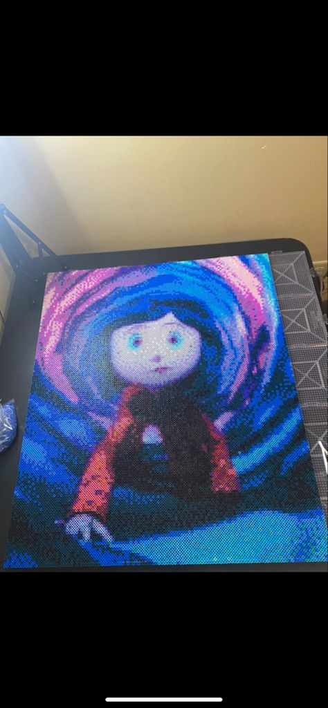 Perler Bead Coraline, Coraline Perler Bead Patterns, Coraline Perler, Coraline Perler Beads, Coraline Art, Bead Projects, Bead Stitching, Perler Bead Art, Tyler The Creator