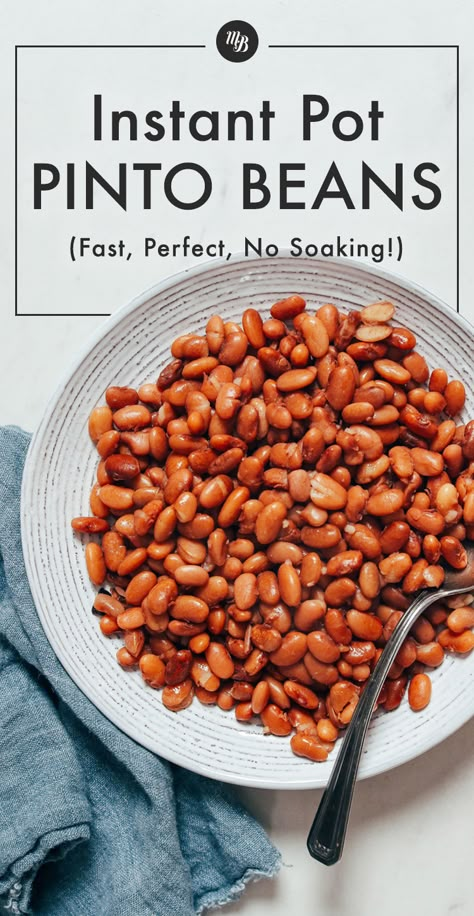 Instant Pot PINTO BEANS! Perfect, tender, FAST, no soaking required! #instantpot #plantbased #howto #recipe #minimalistbaker Pinto Beans Instant Pot, Instant Pot Pinto Beans, Beans Instant Pot, Pinto Bean Recipes, Instant Pot Meals, Instant Pot Dinner, Beans Recipe, Easy Instant Pot Recipes, Instant Pot Dinner Recipes