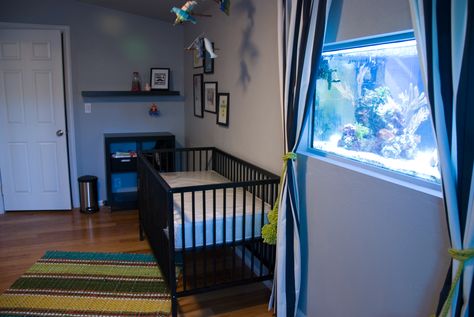 Fish Tank In Nursery, Fish Nursery, Fishing Nursery, Baby Room Themes, Baby Nurseries, Tree Faces, Aquarium Design, Baby D, Kids Room Ideas