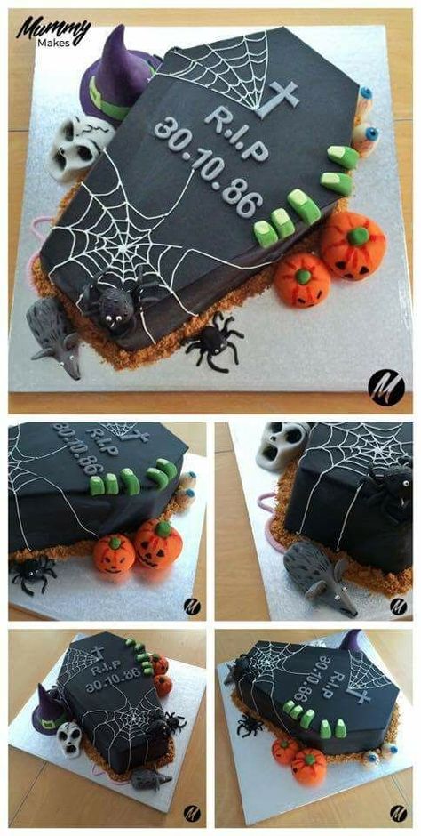 Coffin Cake Ideas, Halloween Coffin Cake, Birthday Cake Halloween, Coffin Cake, Haloween Cakes, Zombie Birthday Cakes, Gothic Birthday Cakes, Buffet Halloween, Spring Nails Coffin