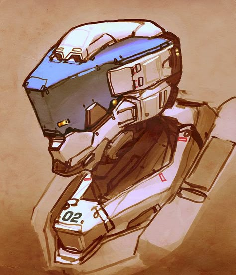 Full head protection by Talros on DeviantArt Mech Head Design, Robot Head Design, Mech Head, Mecha Head, Sci-fi Helmet, Robot Head, Robot Sketch, Helmet Concept, Futuristic Armor