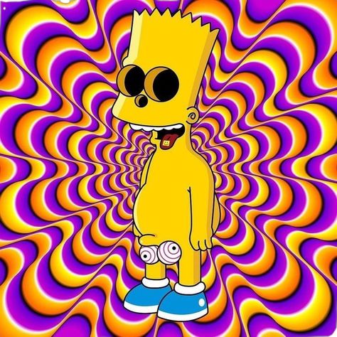 Trippy Cartoon Characters, Simpsons Trippy, High Cartoon, Hipster Drawings, Trippy Cartoon, Magical Paintings, Simpsons Drawings, Drip Art, Psychadelic Art