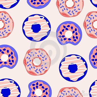 Donuts Illustration, Donut Packaging, Donut Illustration, Donut Art Print, Donut Graphic, Linoleum Prints, Blue Donuts, Quirky Prints, Donut Pattern