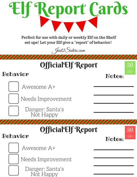 This Elf on the Shelf Report Card Printable is fun, easy, and keeps kids focused on kindness and good behavior during the holidays! Santa Notes, Elf Report Card, Elf Games, Card Template Free, Elf Letters, Christmas Letters, Report Cards, Awesome Elf On The Shelf Ideas, Report Card Template