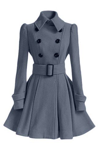 Women's Chic Belt Long Sleeve Winter Coat Dress Tan Long Coat, Winter Coat Dress, Long Coat Jacket, Wool Coat Women, Retro Mode, Long Sleeve Casual Dress, Belted Coat, Woolen Coat, Double Breasted Coat