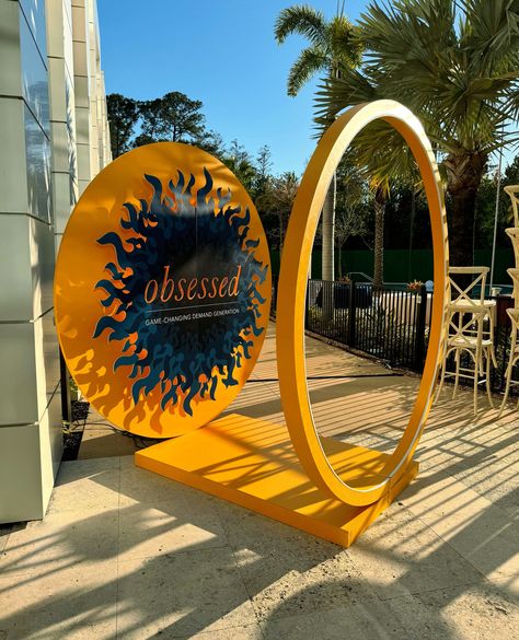 We are OBSESSED with this custom build photo op! 🌞  #photoop #custombuild #customphotoop #customdecor #sunshine #obsessed #florida #eventdecor #customeventdecor #outdoorphotoop #sun #yellowdecor Sun Party Decor, Photo Op Ideas, Photo Op Backdrop, Sun Backdrop, Event Booth Design, Photo Booth Design, Selfie Wall, Event Booth, Logo Design Set