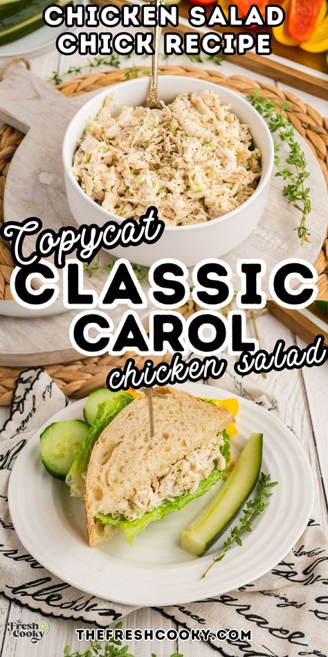 Chicken Salad Chick Classic Carol Chicken Salad  • The Fresh Cooky Classic Carol Chicken Salad Chick Recipe, Homemade Chicken Salad Recipe Easy, Classic Carol Chicken Salad, Chicken Salad Chick Recipe Copycat, Chicken Salad Chick Recipe, Chicken Salad Chick, Salad At Home, Best Chicken Salad Recipe, Homemade Chicken Salads