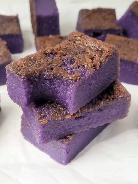 Ube Mochi Brownies, Ube Butter Mochi Recipe, Ube Mochi Cake, Ube Mochi Recipe, Ube Butter Mochi, Ube Butter, Taro Mochi, Ube Bread, Butter Mochi Recipe