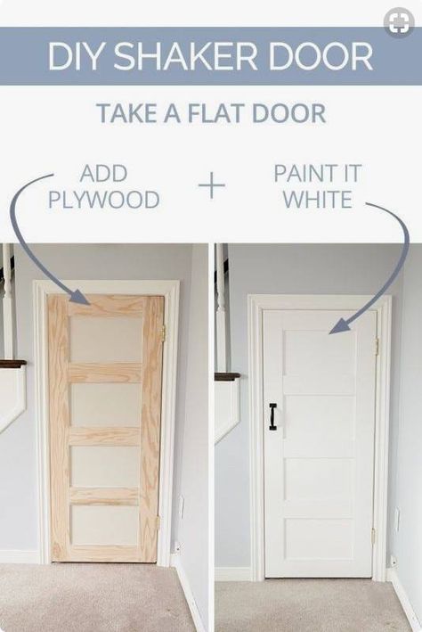 Diy Shaker Door, Diy Home Improvements On A Budget, Architecture Renovation, Casa Disney, Diy Lampe, Mini Makeover, Home Updates, Diy Makeover, Door Makeover