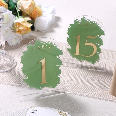 Green Painted Arch, Painted Arch, Wildflower Wedding Theme, Green Centerpieces, Acrylic Table Number, Acrylic Signs, Modern Wedding Decor, Arch Wedding, Signing Table Wedding