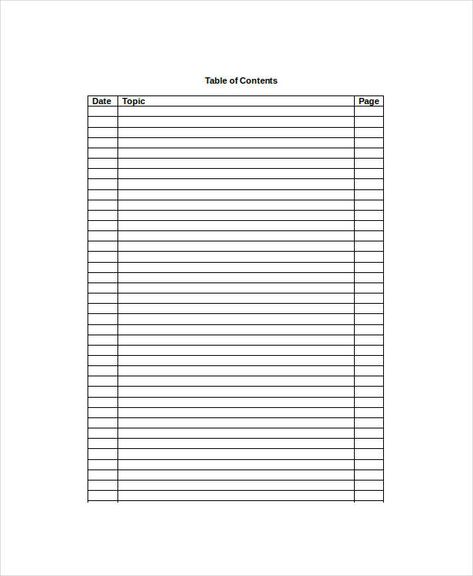 Blank Table Of Contents Template Pdf (1) - TEMPLATES EXAMPLE | TEMPLATES EXAMPLE Table Of Contents Design Notebook, Table Contents, Table Of Contents Design, Word Table, Table Of Contents Template, Paper Forms, Table Of Content, Table Template, Math Interactive